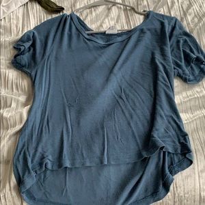 blue medium length crop top